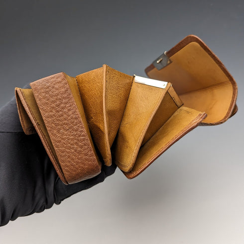 英国ヴィンテージ ブラウンレザー ソーイングバッグ